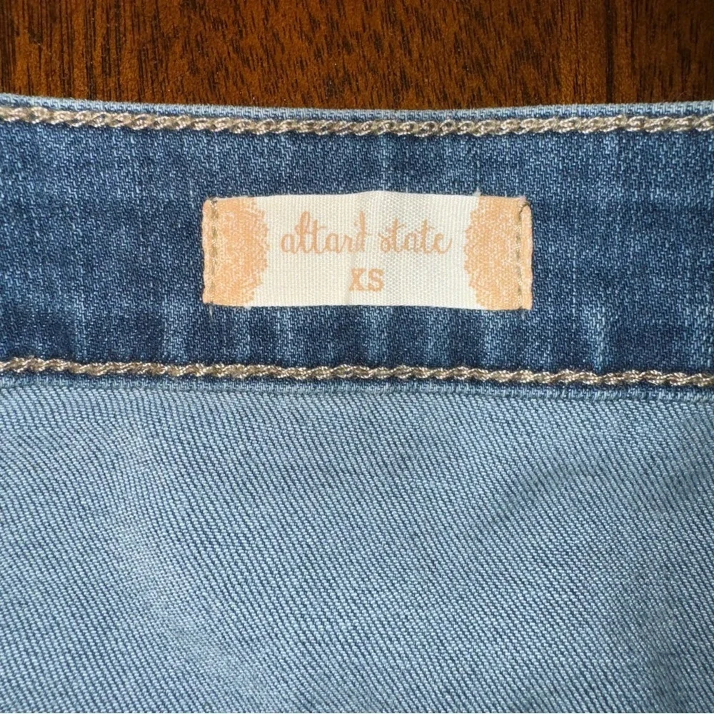 Altar'd State Jean Snap Button Up Mini Skirt Front Pockets Denim Size XS‎